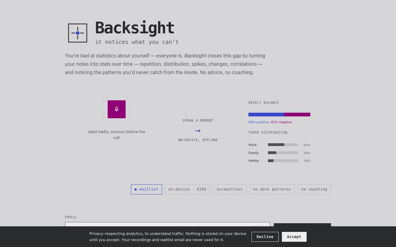 Backsight screenshot 1