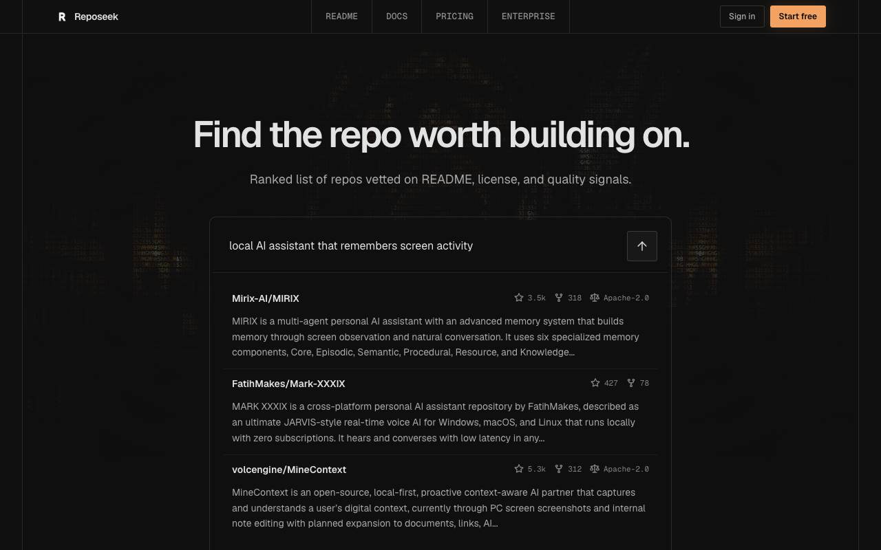 Reposeek screenshot 1