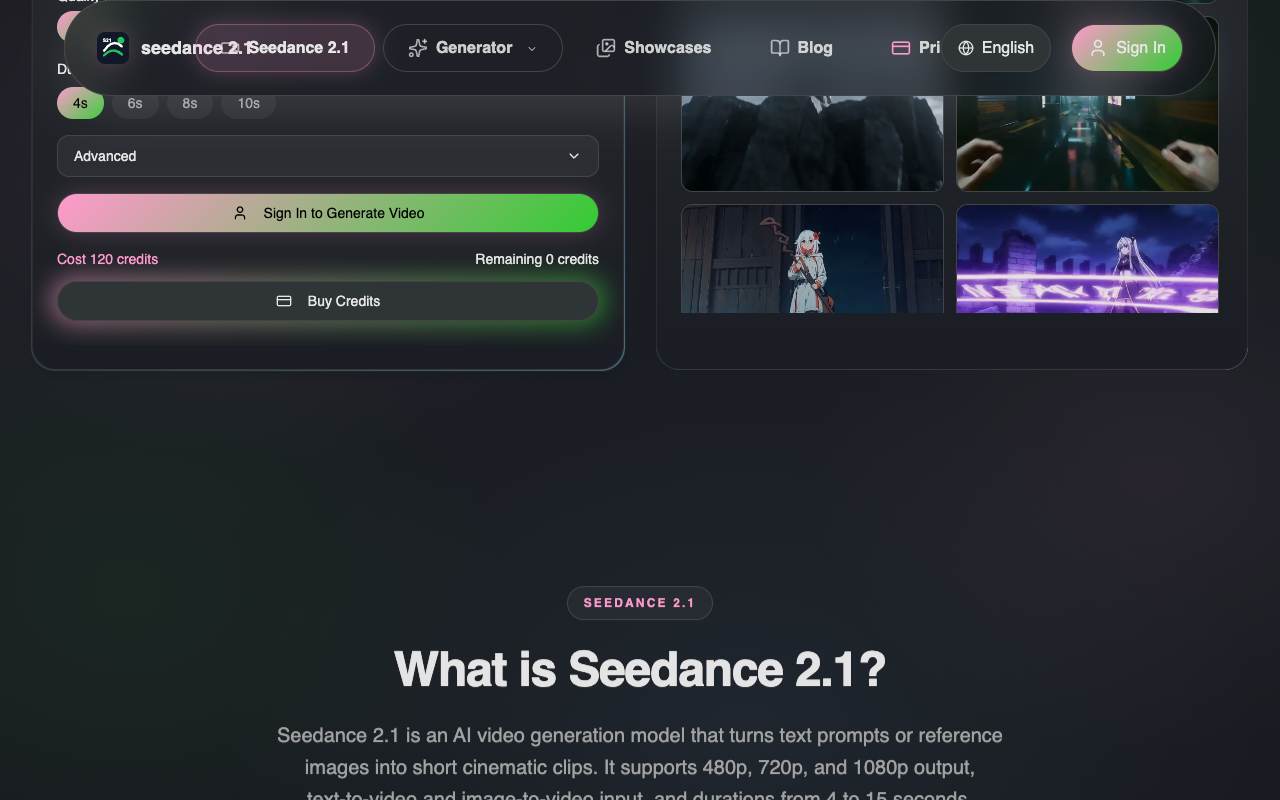 Seedance 2.1 screenshot 2