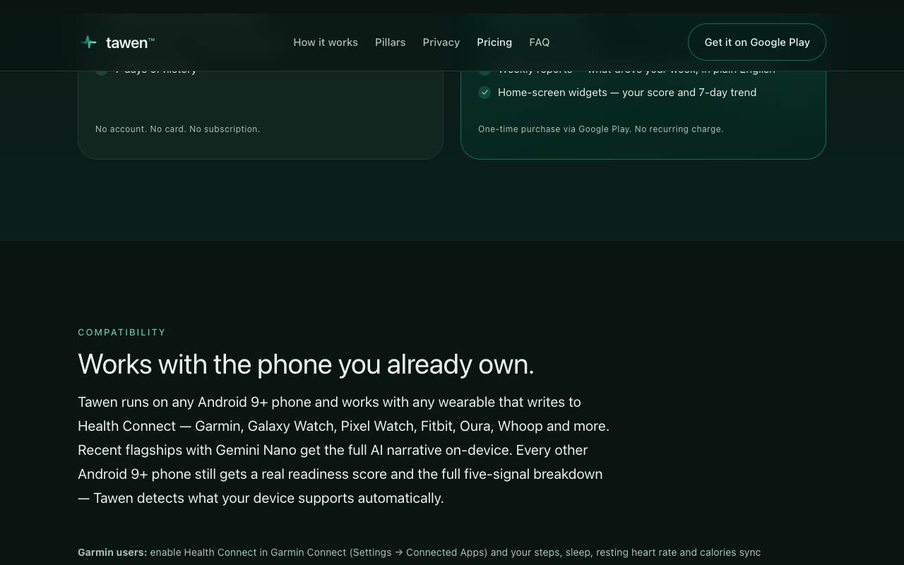 Tawen — On-Device Daily Readiness Score screenshot 6