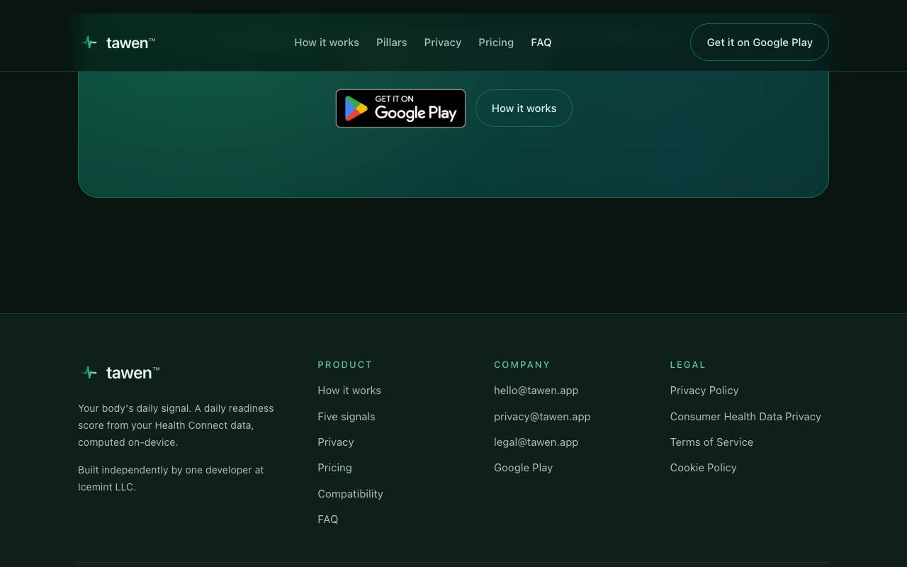 Tawen — On-Device Daily Readiness Score screenshot 8